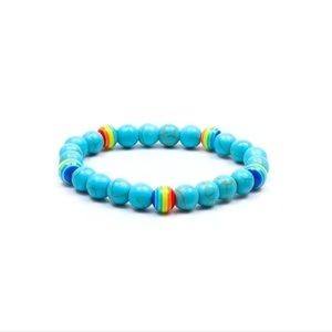New!! Turquoise Stone and Acrylic Pride Couples Bracelets